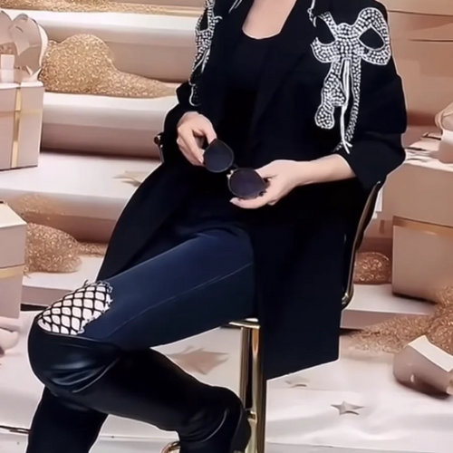 Load image into Gallery viewer, Solid Patchwork Button Slimming Blazer For Women Notched Collar Long Sleeve Spliced Diamonds Elegant Coat Female
