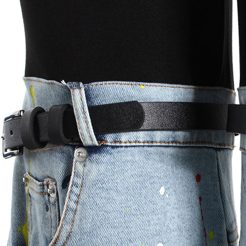 Load image into Gallery viewer, High Waist Blue Denim Color-block Buckle Long  Wide Leg Jeans New Women Trousers Fashion Tide Spring Autumn 2025 7AB4525
