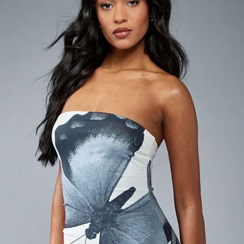 Load image into Gallery viewer, Off-shoulder Print Sexy Maxi Dress Women Summer New Strapless Sleeveless Backless High Waist Beach Holiday Long Dress
