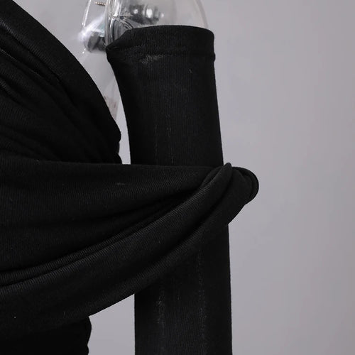 Load image into Gallery viewer, Women Black Pleated Elegant Slim Long Dress New Asymmetrical Collar Long Sleeve Fashion Tide Spring Autumn 2025 CPG2993
