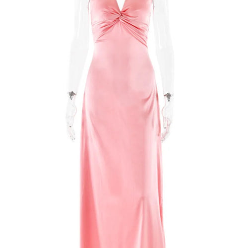 Load image into Gallery viewer, Satin Bow Backless Sexy Maxi Dress For Women Gown Fashion V Neck Sleeveless Club Party Evening Dress Elegant
