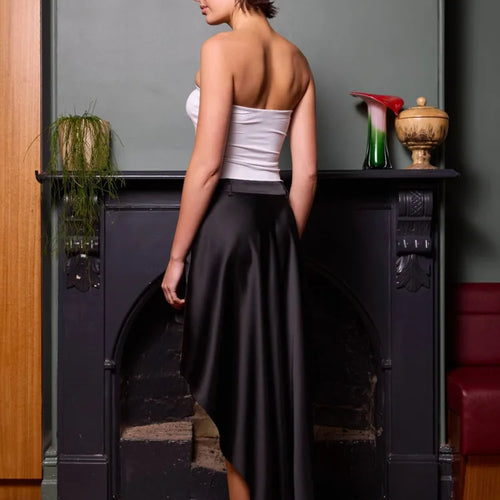 Load image into Gallery viewer, Fashion Satin High Elastic Slim Irregular Half Length Skirt Women Autumn Winter New Female Skirt Elegant Street Clothing
