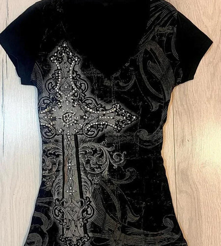 Summer Bottoming Crop Tops Y2k Aesthetic Tie-dye Print Women Grunge T-shirts 2025 Vintage Slim Harajuku Causal Black Tshirts