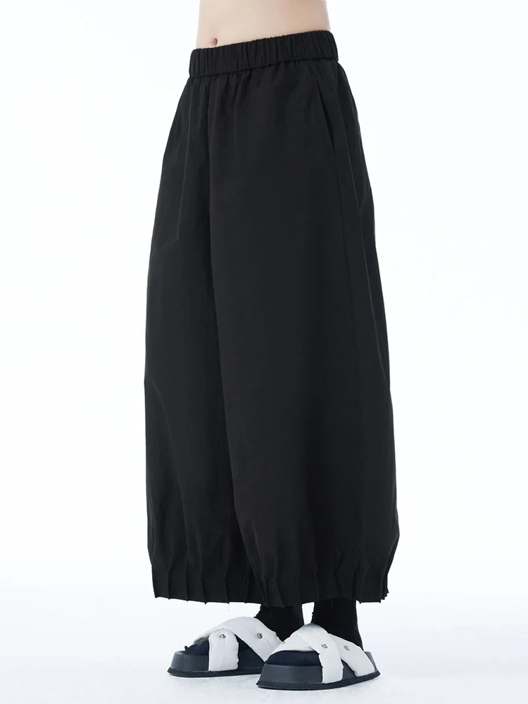 High Elastic Waist Gray Pleated Hem Casual Wide Leg Pants New Trousers Women Fashion Tide Spring Autumn 2025 1DJ1247