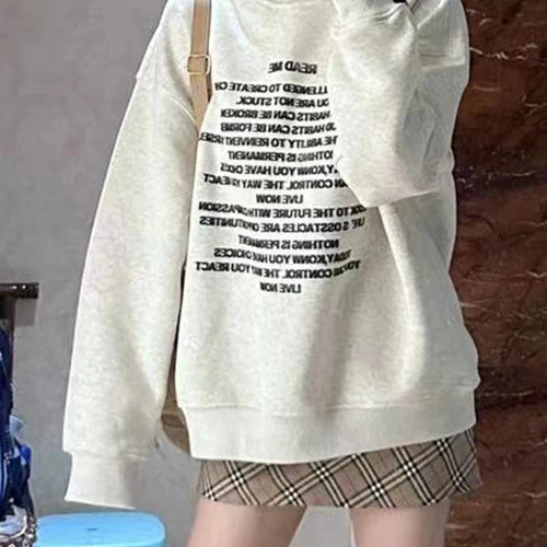 Load image into Gallery viewer, O-neck Letter Printing Fashion Female Hoodies Spell Color Pullover Winter Basic Women Sweatshirts Simple Chic Streetwear
