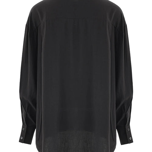 Load image into Gallery viewer, Women Black Pleated Pocket Big Size Casual Blouse New Lapel Long Sleeve Shirt Fashion Tide Spring Autumn 2025 CPG1905
