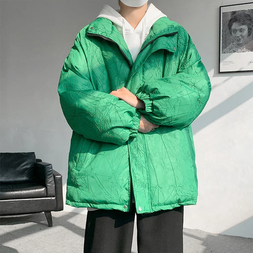 Load image into Gallery viewer, Print Stand Collar Men&#39;s Cotton Coat Zipper Solid Color American Style Thickened Male Padded Jacket Autumn Winter 9C8851
