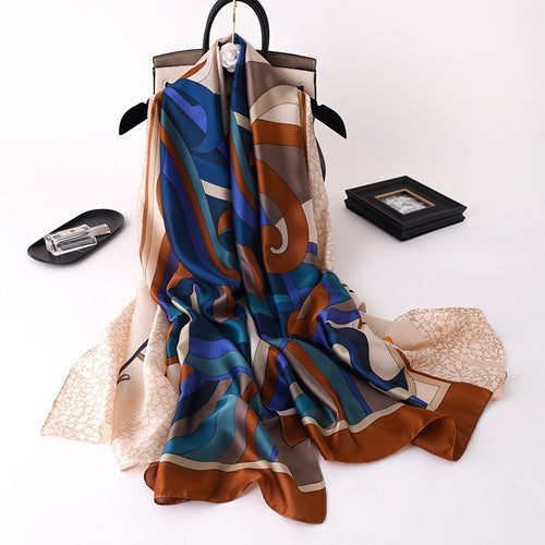 Load image into Gallery viewer, Designer Silk Scarf Female Foulard Bandana Long Shawls Wraps Winter Neck Scarves Pashmina Lady Hijab Luxury New
