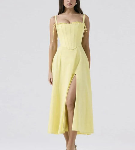 Elegant Spaghetti Strap Body Long Dress Women Set Fishbone Tight Sexy Bareback Summer 2024 Split Strap Set Evening Dress