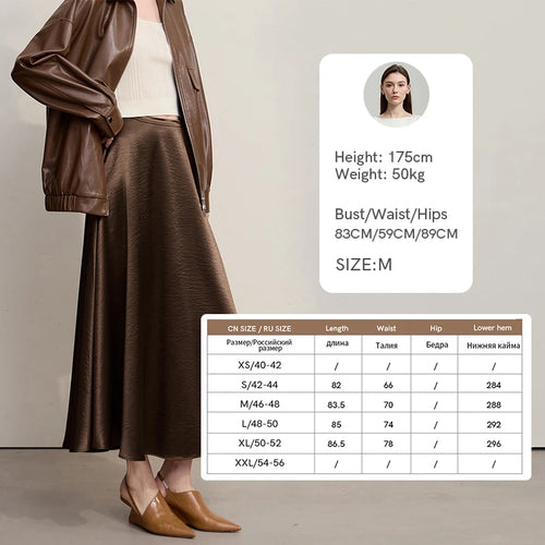 Load image into Gallery viewer, Women's Skirt Loose Long A-skirt Satin Skirts For Women 2025 Autumn New Minimalist Solid Color Clothing Ladies 12513015
