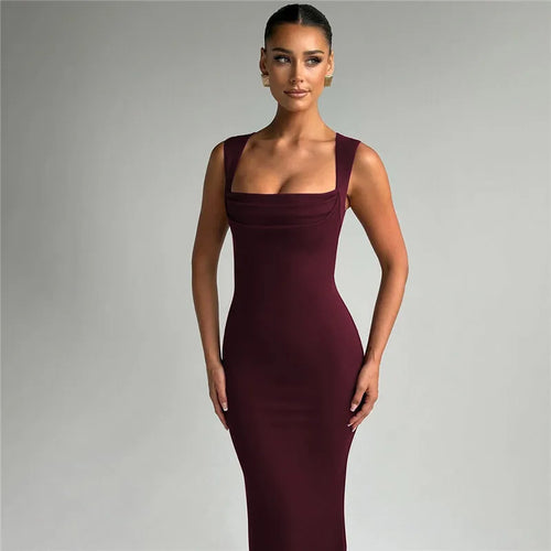 Load image into Gallery viewer, Square Collar Sleeveless Sexy Maxi Dress For Woman Fashion Spring Summer New High Waist Bodycon Club Party Long Dress
