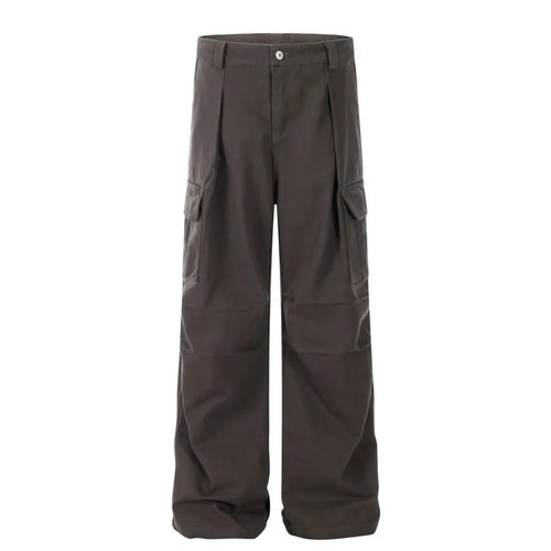 Load image into Gallery viewer, American Style Men&#39;s Cargo Pants Casual Pleated Solid Color Thickened Menswear Straight Leg Male Trousers Autumn 9C9293
