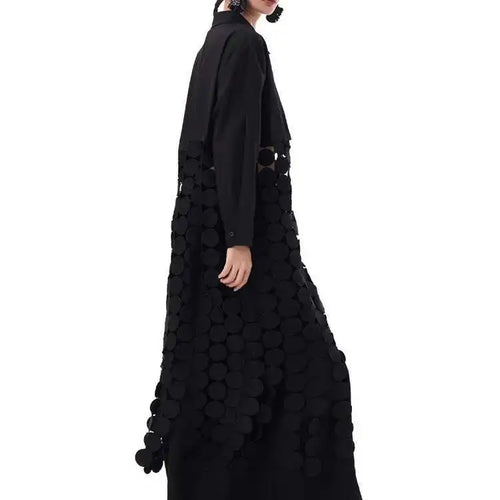 Load image into Gallery viewer, Women White Dot Tassels Hollow Out Midi Big Size Shirt Dress New Lapel Long Sleeve Fashion Tide Spring Autumn 2025 1DH9464
