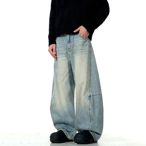 Load image into Gallery viewer, High Street Men's Jeans New American Style Loose Straight Leg Curved Knife Stylish Male Casual Denim Pants Summer 9W1722
