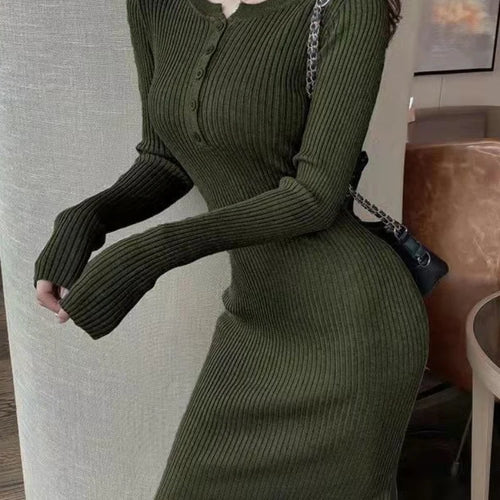 Load image into Gallery viewer, Knitted Bodyon Wrap Black Dress Women Sexy Slim Party Short Dresses Evening Autumn Korean Fashion Long Sleeve Robe
