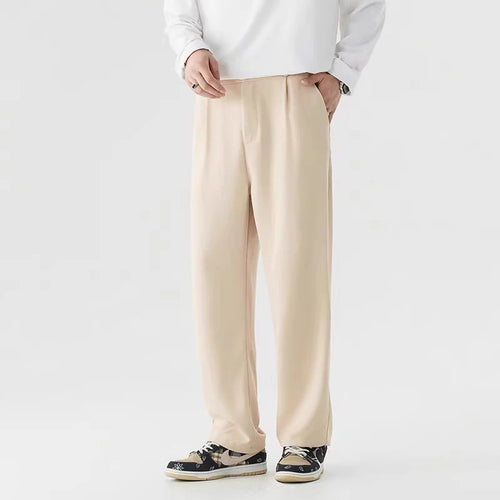 Load image into Gallery viewer, Korean Style Men&#39;s Suit Pants Casual Pleated Pockets Straight Leg Solid Color Male Loose Trousers Autumn 2024 9C6765
