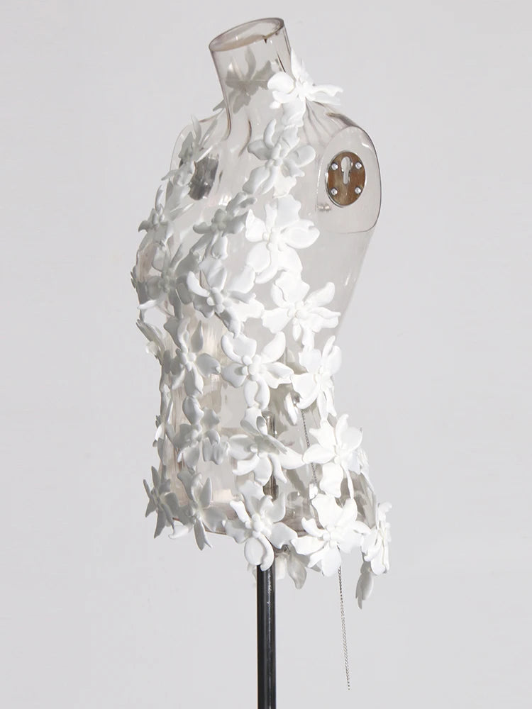 Solid Hollow Out Minimalist Sexy Vests For Women V Neck Sleeveless Backless Spliced Lace Up Top Female Fashion New