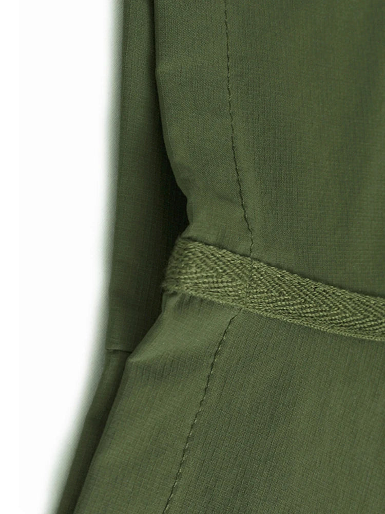 High Elastic Waist Green Pockets Spliced Long Wide Leg Pants New Trousers Women Fashion Tide Spring Autumn 2025 1DJ1321