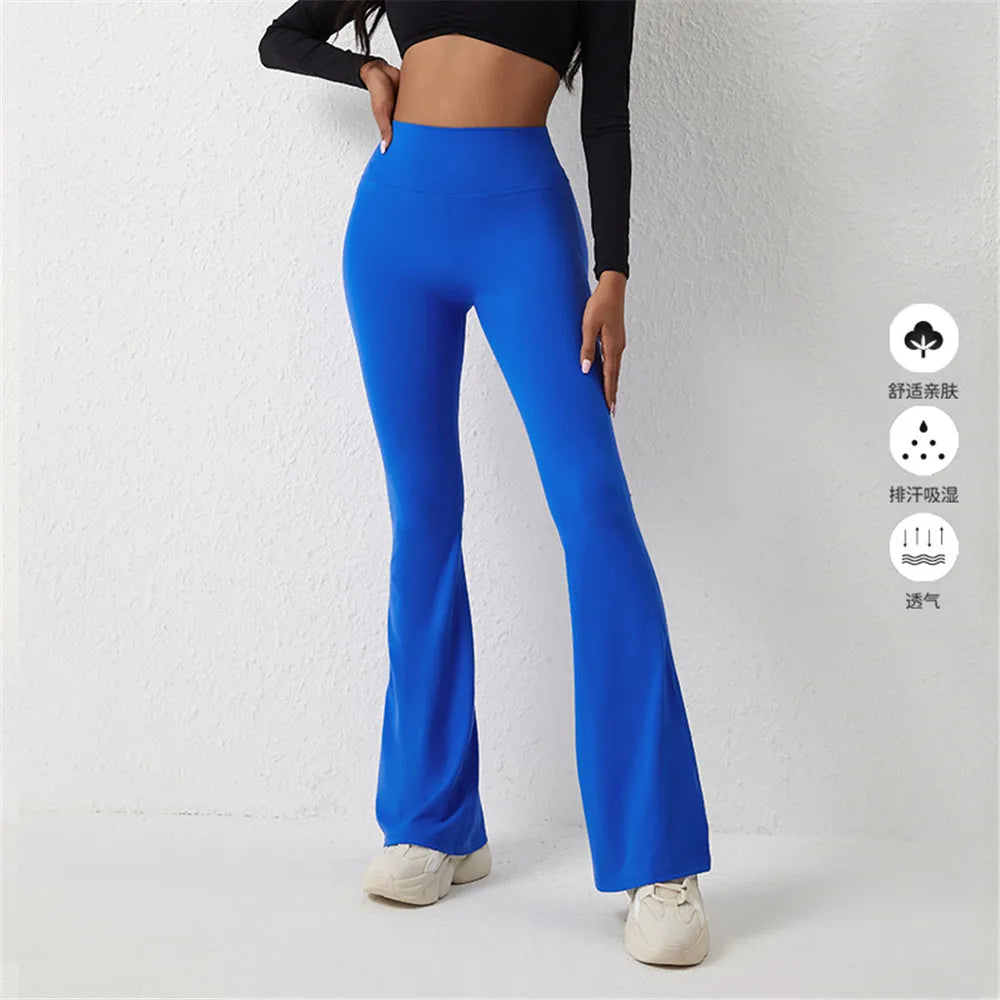 Flare Leggings Yoga Pants Women Bell-bottoms Yoga Trousers High Waist Fitness Pants Stretch Gym Casual Sports