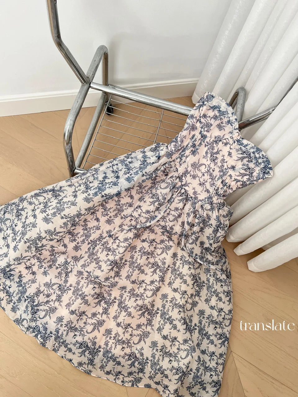 French Retro Blue Flower Backless Vacation Strapless Long Dress Summer Sexy High Waist Elegant Sleeveless Party Evening Dresses