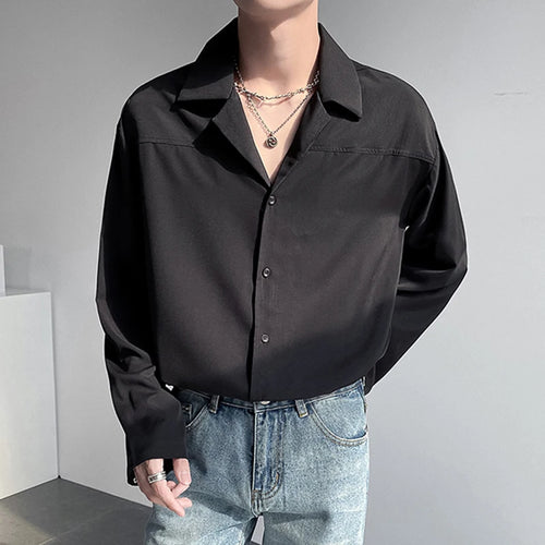 Load image into Gallery viewer, Men&#39;s Shirts Long Sleeve Trendy New Korean Style Single Breasted Stylish Suit Collar Loose Shoulder Design Male Tees 9W1871
