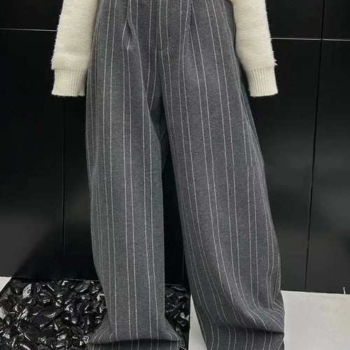 Load image into Gallery viewer, Colorblock Striped Casual Loose Pants For Women High Waist Patchwork Button Wide Leg Pant Female Fashion Clothes
