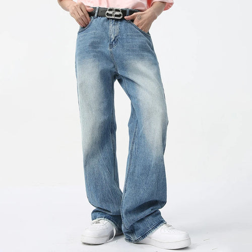 Load image into Gallery viewer, Men&#39;s Wear Jeans Straight Washed Casual Loose Solid Color Men Denim Pants 2024 New Fashion Summer Wide Leg Trousers 9C5729
