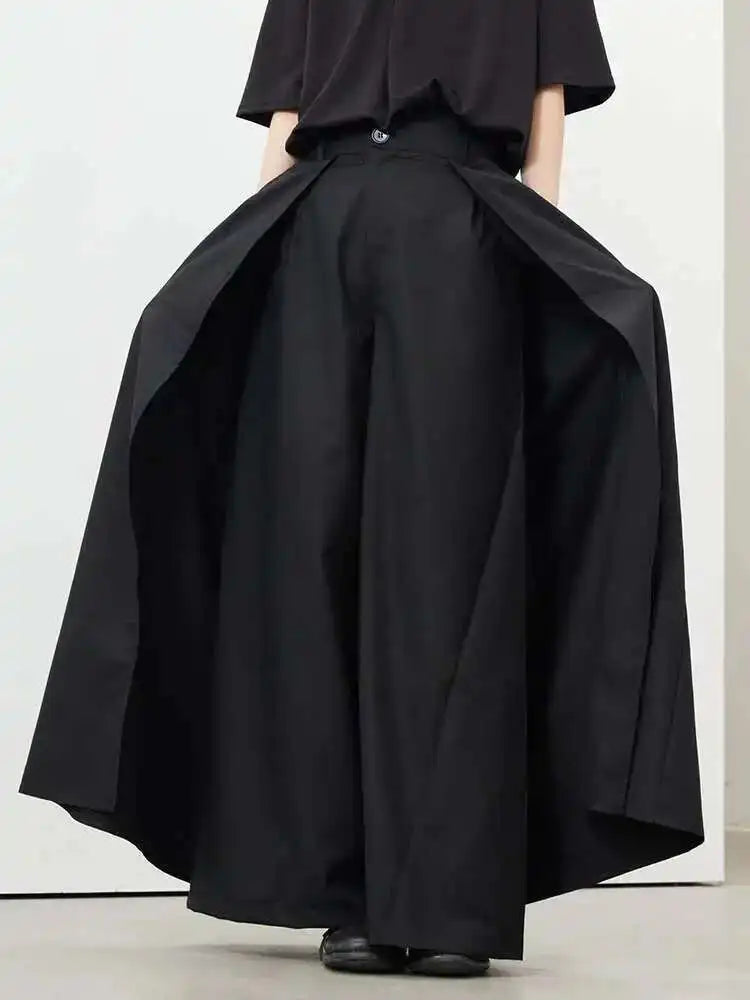 Women Black Pleated Long Elegant Wide Leg Pants High Waist New Loose Fit Trousers Fashion Tide Spring Autumn 2025 1DF9092