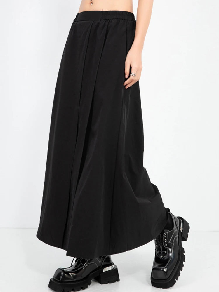 High Elastic Waist Black Irregular Pleated Long Wide Leg Pants New Trousers Women Fashion Tide Spring Autumn 2025 1DJ0963