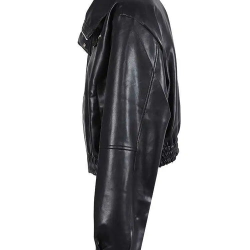 Load image into Gallery viewer, Loose Fit Green Pu Leather Big Size Casual Jacket New Lapel Long Sleeve Women Coat Fashion Tide Spring Autumn 2025 CPG0419
