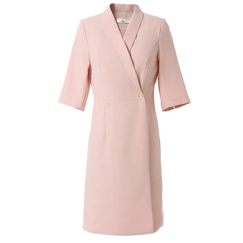 Load image into Gallery viewer, Summer Korean Solid Elegant Slim Short Sleeve Workwear Blazer Dresses Women Double-breasted Versatile Professional Dress Fashion
