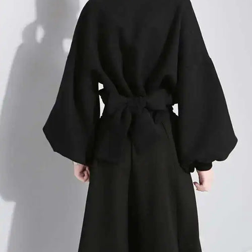 Load image into Gallery viewer, Loose Fit Back Bow Sweatshirt New Round Neck Long Lantern Sleeve Women Big Size Fashion Tide Spring Autumn 2025 JE141
