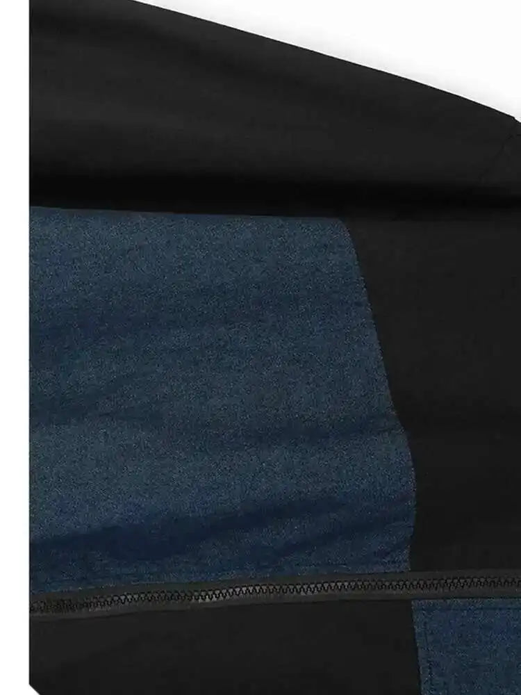 Black Color-block Big Size Casual Jacket New Stand Collar Long Sleeve Women Coat Fashion Tide Spring Autumn 2025 1DH7581