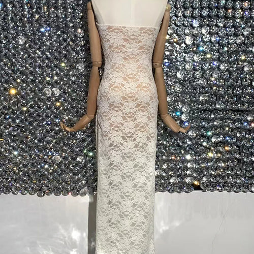 Load image into Gallery viewer, Solid Spliced Lace Up Slimming Dresses For Women Strapless Sleeveless High Wist Temperament Long Dress Female New
