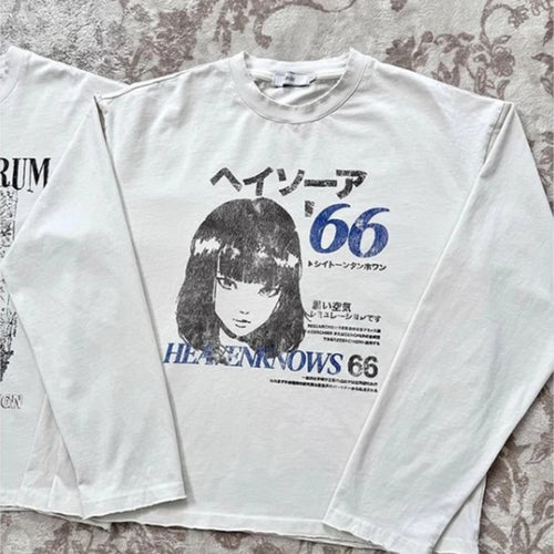 Load image into Gallery viewer, Long Sleeve T-Shirts Vintage Letter Print Japanese Harajuku Women Clothing Y2k Grunge Tops Loose Casual Tees Streetwear Female
