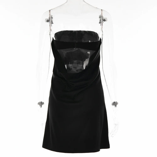 Load image into Gallery viewer, Satin Sexy Backless Mini Dress Women Robe Fashion Strapless Sleeveless Bodycon Night Club Party Short Dresses Vestido
