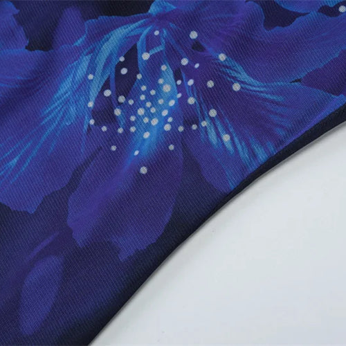 Load image into Gallery viewer, Deep V Neck Print Sexy Maxi Dress Women Gown Blue Halter Sleeveless Backless High Waist Split Long Dress Clubwear
