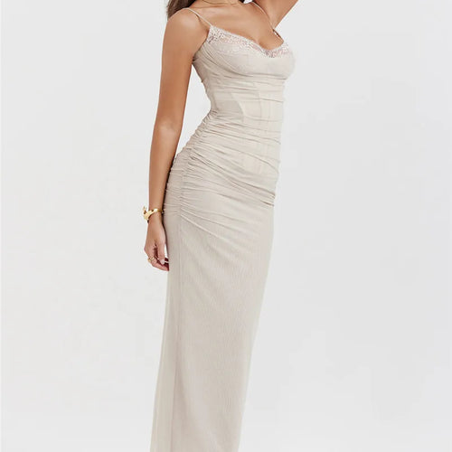 Load image into Gallery viewer, Elegant Spaghetti Strap Backless Sexy Maxi Dress For Women Fashion Two Layer Mesh Sleeveless Bodycon Club Party Dress
