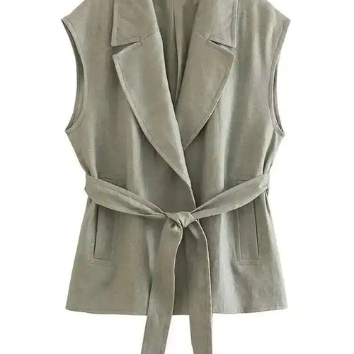 Load image into Gallery viewer, Big Size Green Vest Wide Leg Pants Two Piece Suit New Lapel Sleeveless Women Fashion Tide Spring Summer 2025 1DH6482
