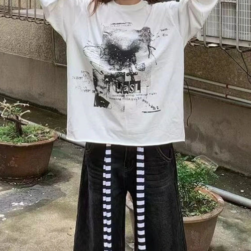 Load image into Gallery viewer, 2025 Spring White Letter Printing All Match T-shirts Harajuku Casual Loose Vintage Tops Men and Women Grunge Y2k Aesthetic Tees
