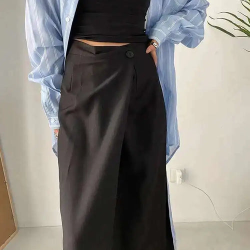 Load image into Gallery viewer, High Waist Black Irregular Spliced Long Elegant Half-body Skirt Women Fashion Tide New Spring Autumn 2025 1DF1470
