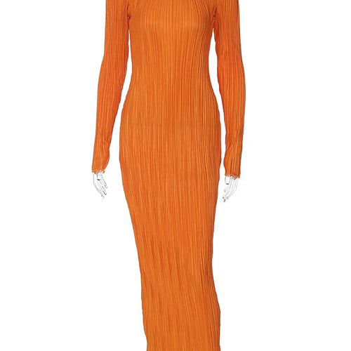 Load image into Gallery viewer, Women Elegant Ribbed Solid O Neck Long Sleeve Maxi Prom Dress 2022 Fall Sexy Bodycon Evening Birthday Party Y2K Robe
