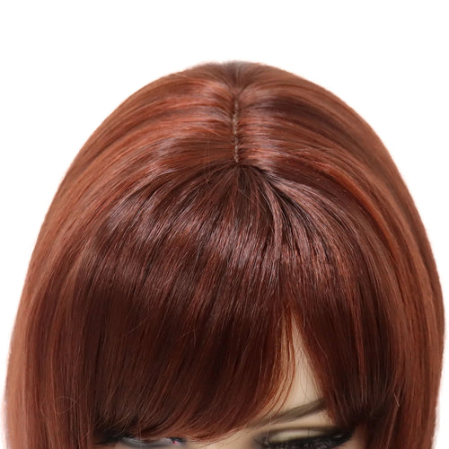 Load image into Gallery viewer, Synthetic Hair Wigs for White Women Red Brown Wig with Bangs Long Straight Wigs Natural Looking Wigs for Mother Daily
