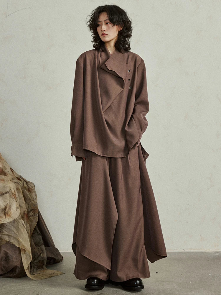 Big Size T-shirt Wide Leg Pants Two Piece Suit New Turtleneck Long Sleeve Women Fashion Tide Spring Autumn 2025 1DH4984