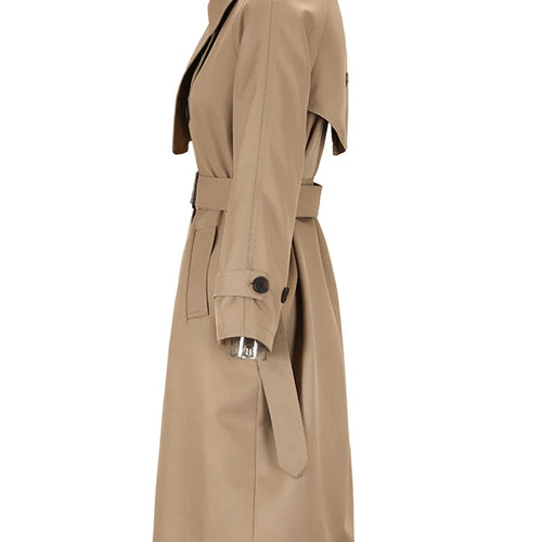 Load image into Gallery viewer, Women Khaki Belted Big Size Long Trench New Lapel Long Sleeve Loose Fit Windbreaker Fashion Spring Autumn 2025 CPG0584
