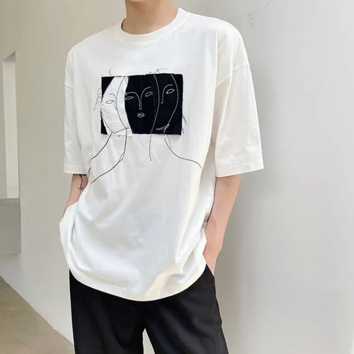 Load image into Gallery viewer, Men&#39;s Tops Personalized Patch Pullovers Round Neck T-shirt  2024 Summer Fashion Short Sleeved Male Clothing 9C5196
