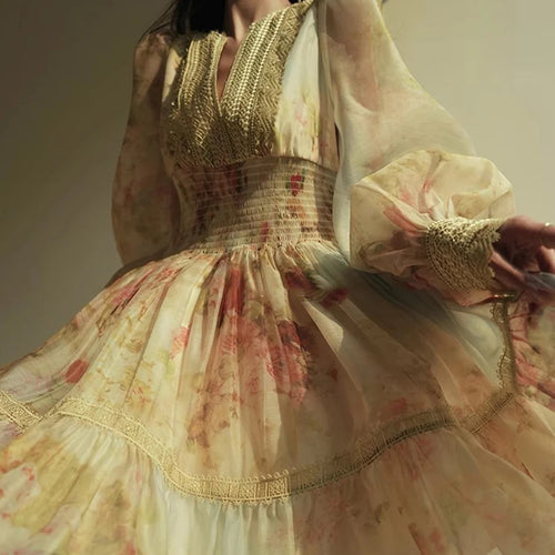 Load image into Gallery viewer, Hit Color Loose Dresses For Women V Neck Long Sleeve High Waist Temperament Mini Dress Female Fashion Style Clothes
