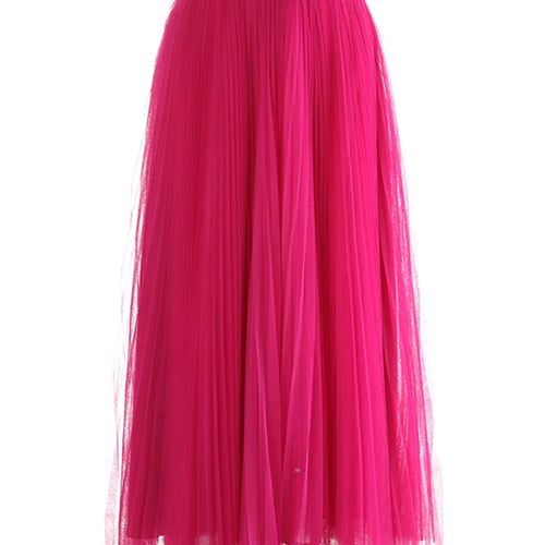 Load image into Gallery viewer, High Elastic Waist Rose Red Mesh Pleated Elegant  A-line Half-body Skirt Women Fashion Tide New Spring Autumn 2025 1DJ1079
