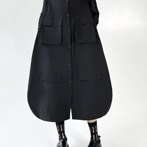 Load image into Gallery viewer, Women Black Pockets Big Size Casual Midi Vest Dress New Round Neck Sleeveless Fashion Tide Spring Autumn 2025 1DJ1167
