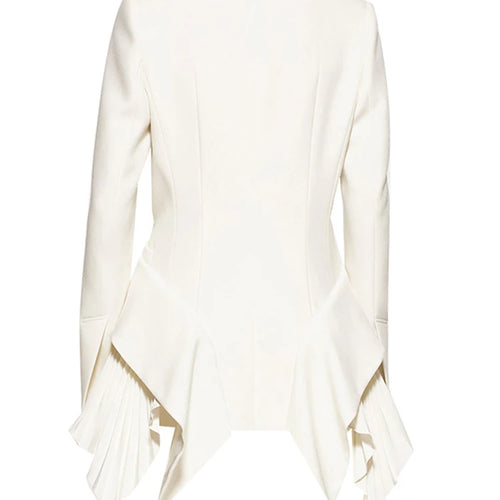 Load image into Gallery viewer, Women White Irregular Pleated Ruffles Elegant Blazer New Lapel Long Sleeve Jacket Fashion Tide Spring Autumn 2025 1DH4840
